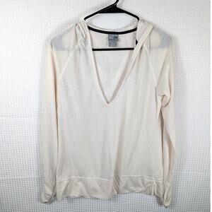 Champion DuoDry Medium White Lightweight Hoodie Long Sleeve V Neck Womens